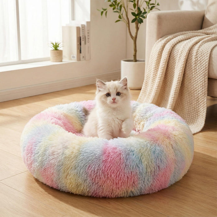 Donut Pet Bed | Round Faux Fur Dog and Cat Bed | 40–90 cm