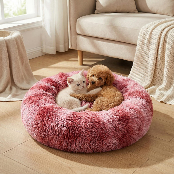 Donut Pet Bed | Round Faux Fur Dog and Cat Bed | 40–90 cm