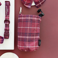 Mulberry plaid drawstring treat pouch with silver clasp from Cocopup London.