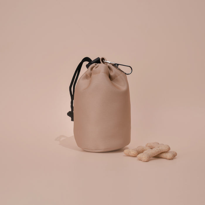 Plain-Cream-Drawstring-Closure-Dog-Treat-Pouch-With-Clip