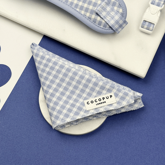 Blue and white checkered, gingham design Dog Bandana.