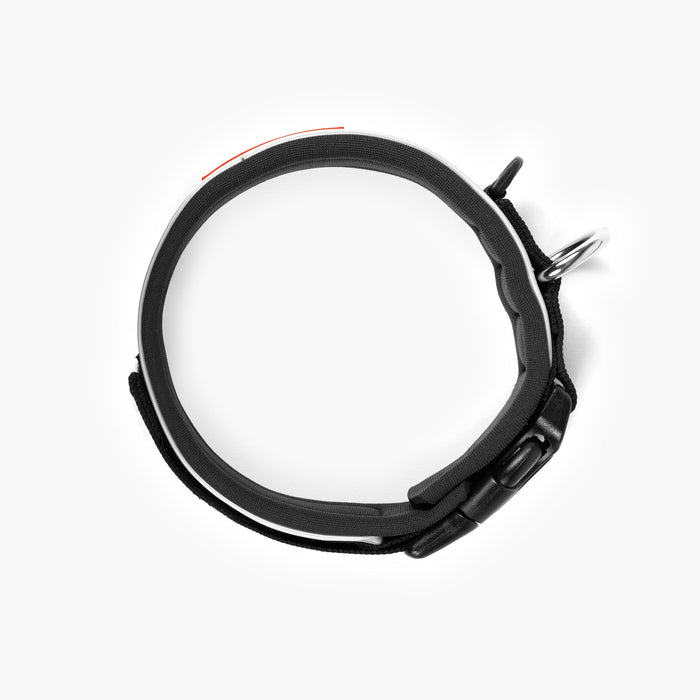 EzyDog Neo Classic neoprene dog collar in black, viewed from above