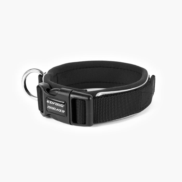 EzyDog Neo Classic neoprene dog collar in black, back angle showing buckle