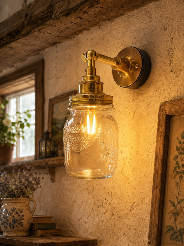 Handmade Jam Jar Wall Light