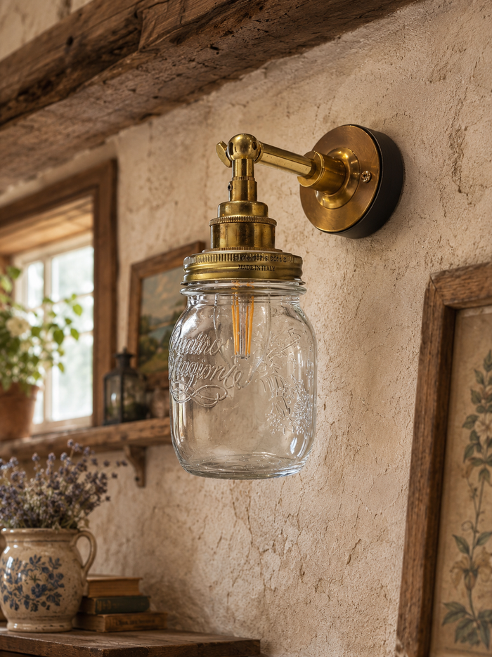 Handmade Jam Jar Wall Light