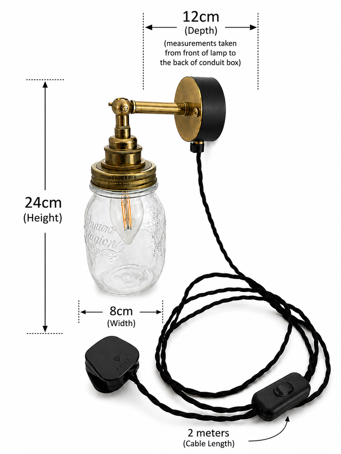 Handmade Plug In Jam Jar Wall Lights