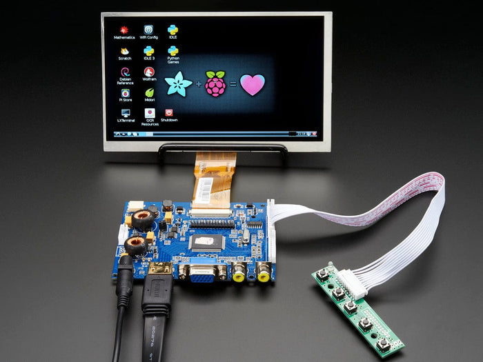 HDMI 4 Pi: 7" Display & Audio 1024x600 - HDMI/VGA/NTSC/PAL [Discontinued] by The Pi Hut - The Pi Hut