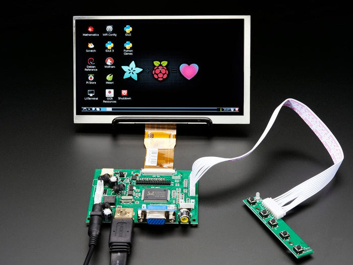 HDMI 4 Pi: 7" Display no Touchscreen 1024x600- HDMI/VGA/NTSC/PAL [Discontinued] by The Pi Hut - The Pi Hut