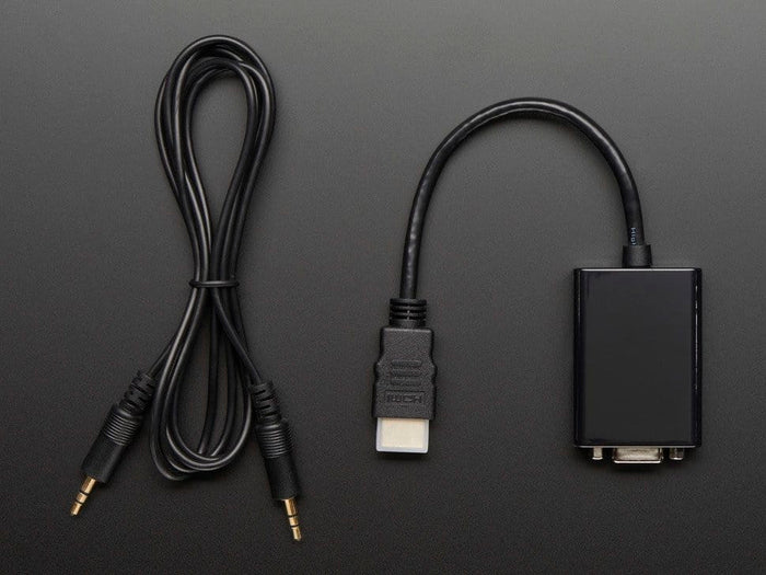 HDMI to VGA Video Adapter and 3.5mm Male/Male Stereo Cable [discontinued] by The Pi Hut - The Pi Hut