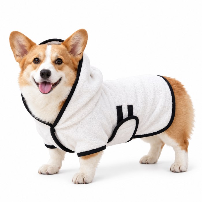 Hooded Coral Fleece Pet Drying Robe for Dogs and Cats