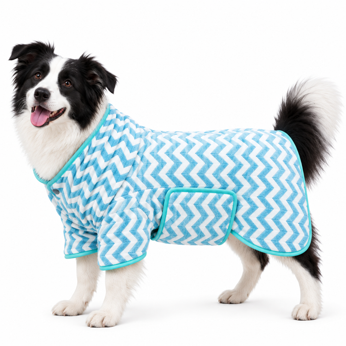 Hooded Coral Fleece Pet Drying Wrap for Dogs and Cats