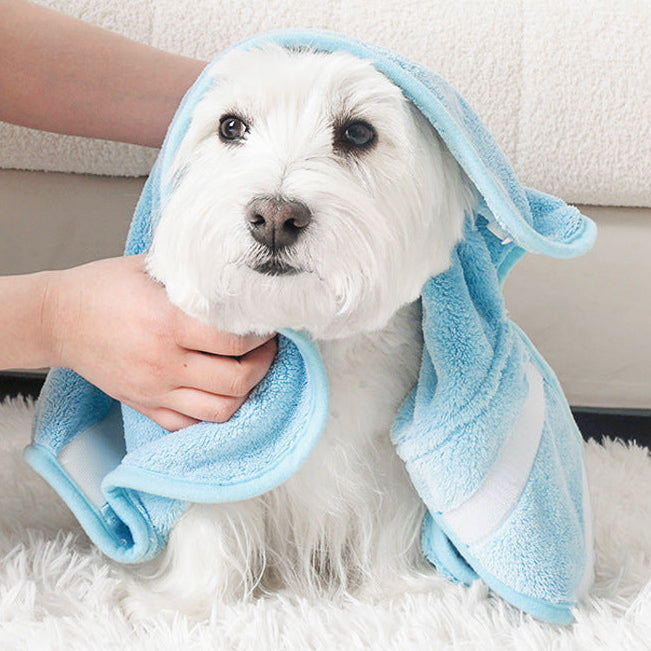 Hooded Pet Drying Robe with Rabbit Ears, Dog & Cat Bathrobe