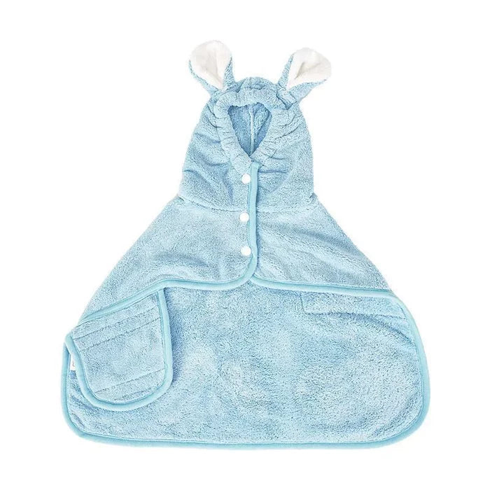 Hooded Pet Drying Robe with Rabbit Ears, Dog & Cat Bathrobe