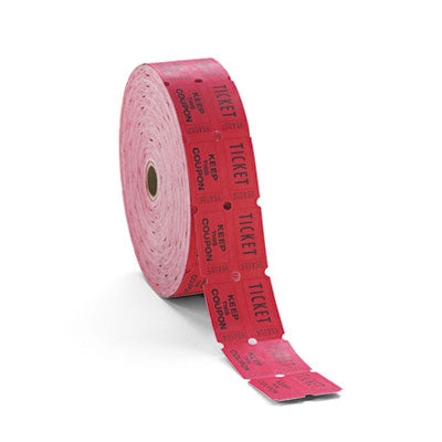 ICONEX Consecutively Numbered Double Ticket Roll, Red, 2000 Tickets/Roll (94190083)