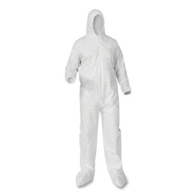 KleenGuard A35 Liquid and Particle Protection Coveralls Hooded/Booted White 3X-Large 25/Carton (181126)