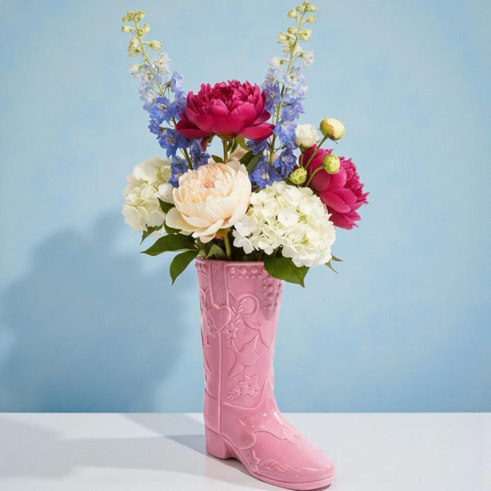 Large Pink  "Swiftie" Cowboy Boot Ceramic Vase