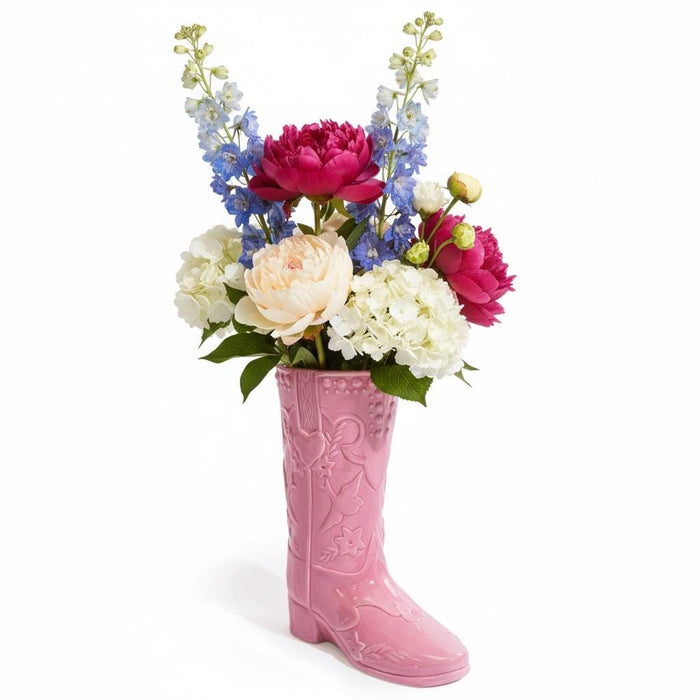 Large Pink  "Swiftie" Cowboy Boot Ceramic Vase