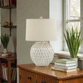 Lattice Ceramic Table Lamp With Linen Shade