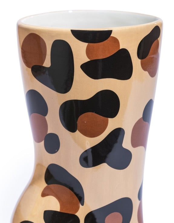 Leopard Print Heeled-Boot Ceramic Vase