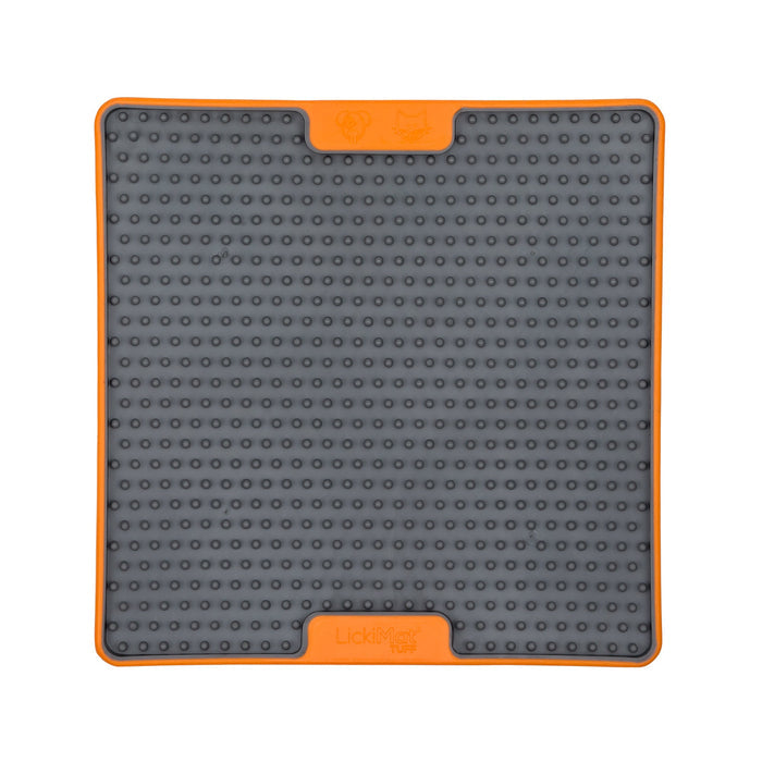 LickiMat Tuff Soother lick mat in orange, top view