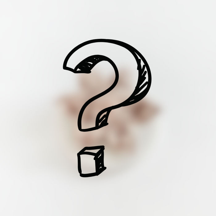 Collar flower with a large black question mark on top of a faint pet accessory silhouette.