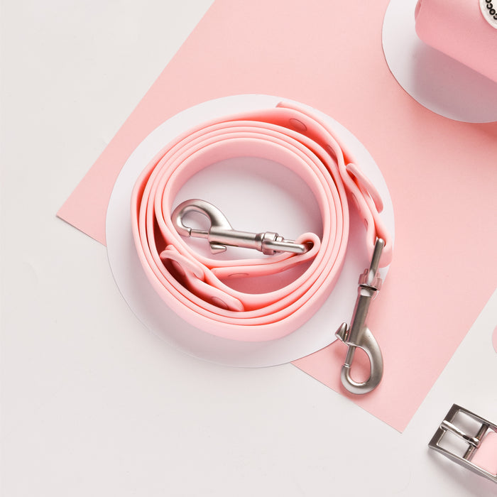 Pink waterproof dog lead with silver clasps, NAKD Lead - Candyfloss by Cocopup London.