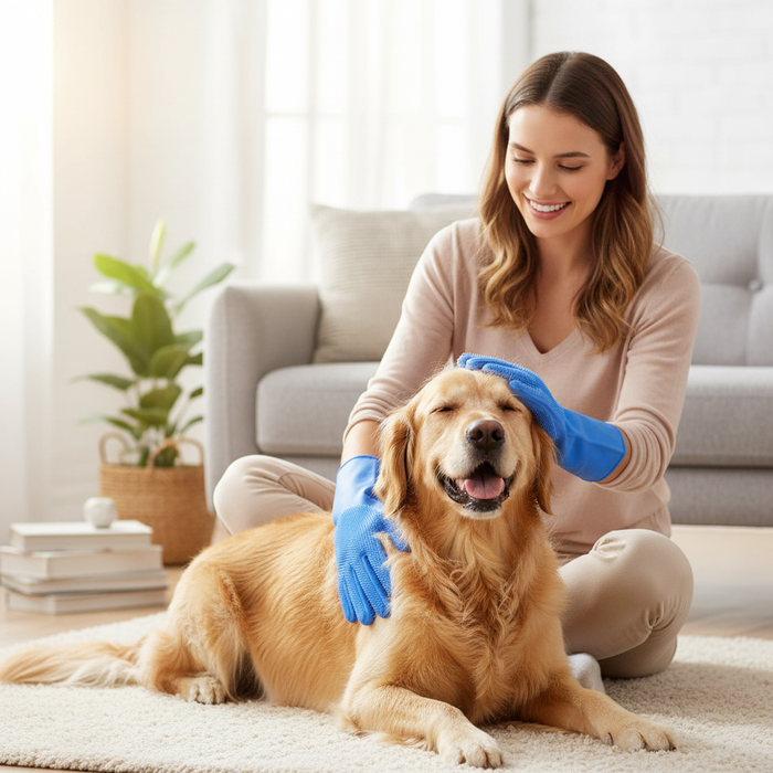 Grooming Gloves - Blue Lifestyle