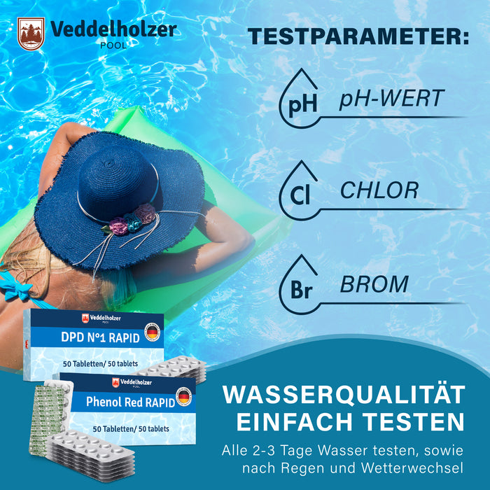Pooltester Nachfülltabletten 100 Stück – pH, Chlor & Brom