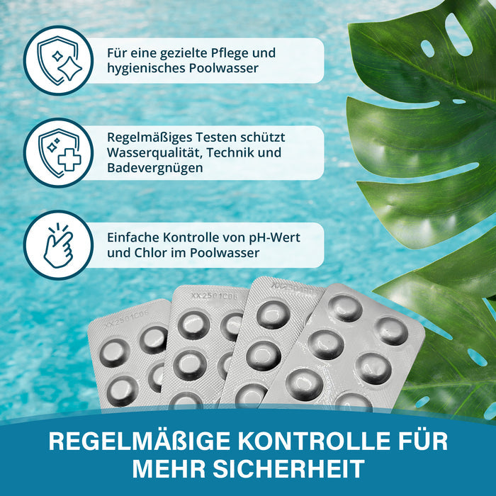 Pooltester Nachfülltabletten 100 Stück – pH, Chlor & Brom