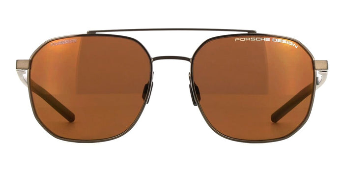 Porsche DeP8988 #colour_matte grey/brown with gold mirror polarised