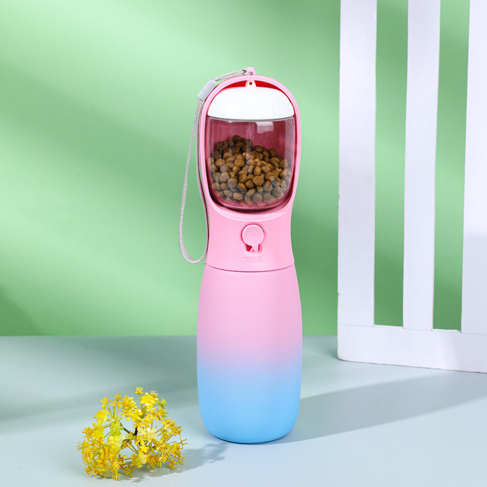 Portable foldable pet water bottle by Dropshipman, showing 550ml and 300ml BPA-free bottles for dogs and cats.