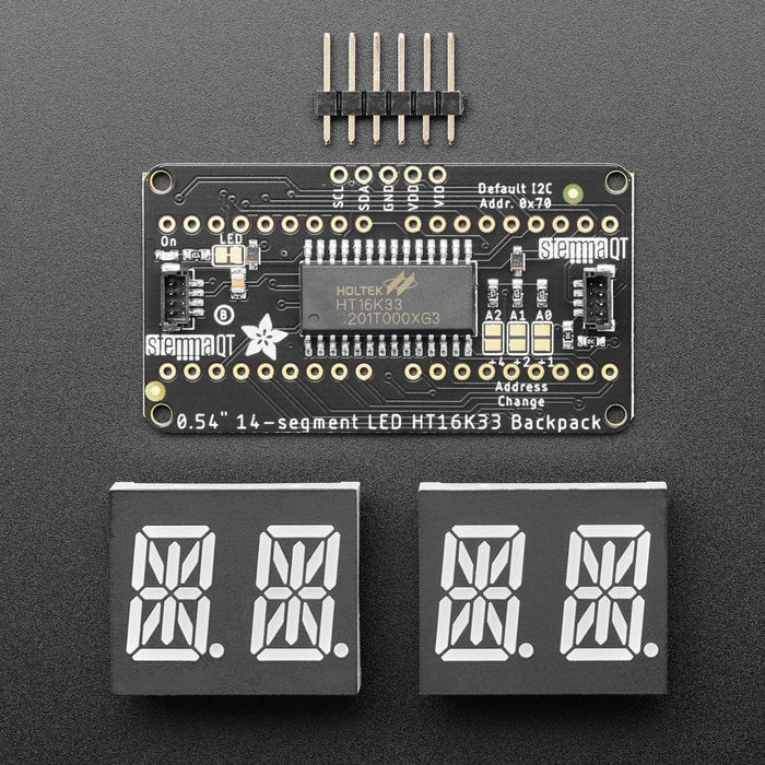 Quad Alphanumeric Display - Blue 0.54" Digits w/ I2C Backpack - STEMMA QT / Qwiic by Adafruit - The Pi Hut