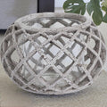 Round Ceramic Lattice Hurricane Lantern