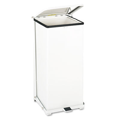Rubbermaid Defenders Biohazard Step Can, Square, Steel, 24 gal, White (ST24EPLWH)