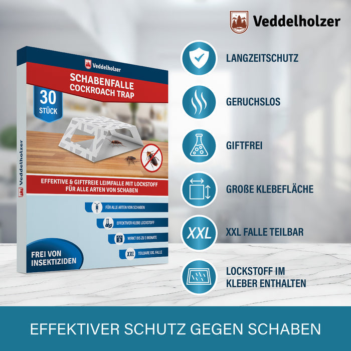 Packung mit sechs Merkmalen: Langzeitschutz, geruchslos, giftfrei, große Klebefläche, XXL teilbar, Lockstoff im Kleber enthalten