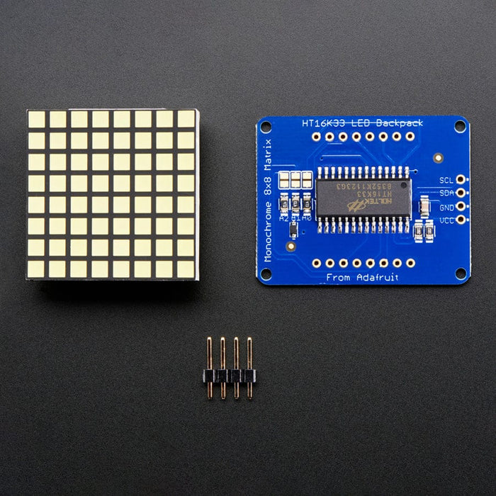 Small 1.2" 8 x 8 Ultra Bright Square White LED Matrix + Backpack by Adafruit - The Pi Hut