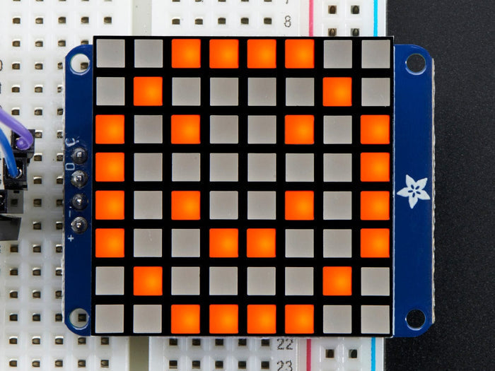 Small 1.2" 8x8 Ultra Bright Square Amber LED Matrix + Backpack [Discontinued] by Adafruit - The Pi Hut