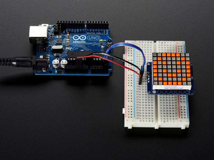 Small 1.2" 8x8 Ultra Bright Square Amber LED Matrix + Backpack [Discontinued] by Adafruit - The Pi Hut