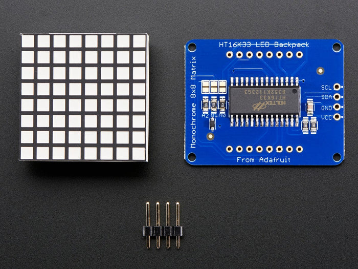 Small 1.2" 8x8 Ultra Bright Square Amber LED Matrix + Backpack [Discontinued] by Adafruit - The Pi Hut