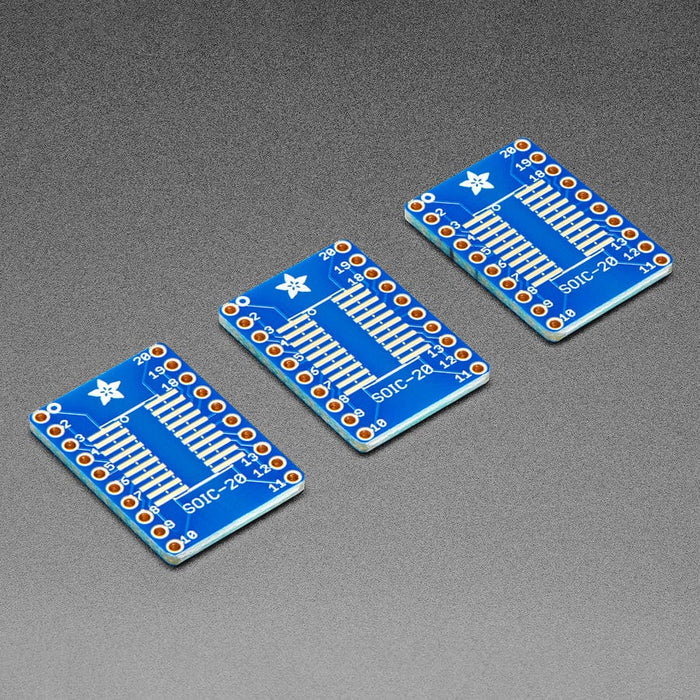 SMT Breakout PCB for SOIC-20 or TSSOP-20 - 3 Pack by Adafruit - The Pi Hut