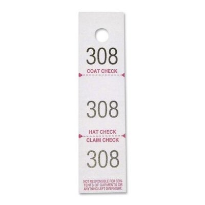 Sparco 3-Part Coat Check Tickets (99300)