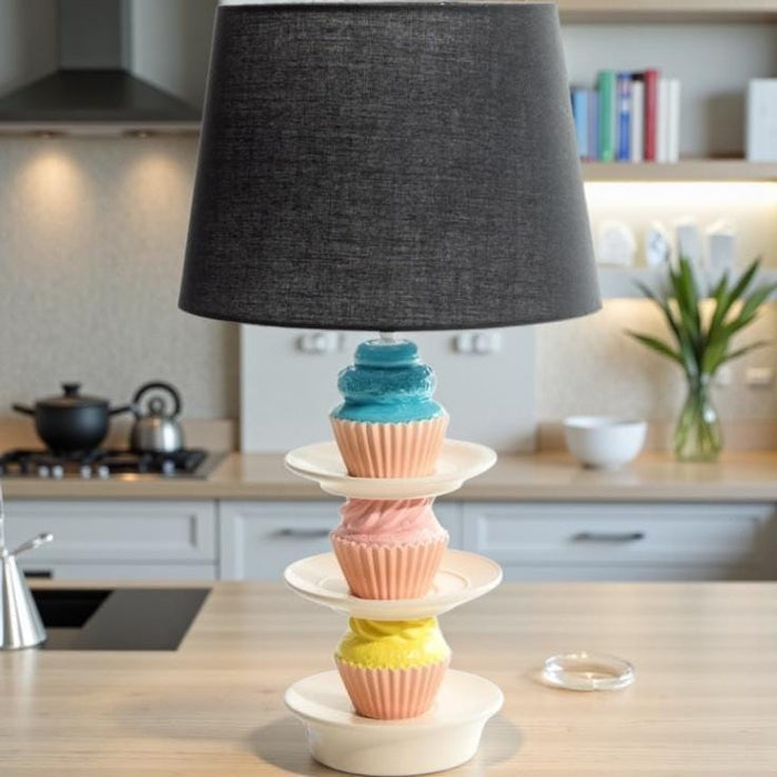 Stack of cupcakes table lamp with black shade