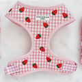 Pink gingham dog harness with adjustable neck from Cocopup London.