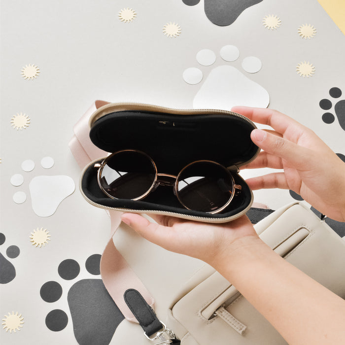 caramel latte sunglass case for dog walking bag