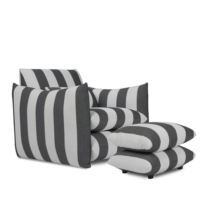Sycamore Black and White Striped Pouffe