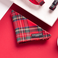 Red and white tartan dog bandana with classic Scottish pattern by Cocopup London.