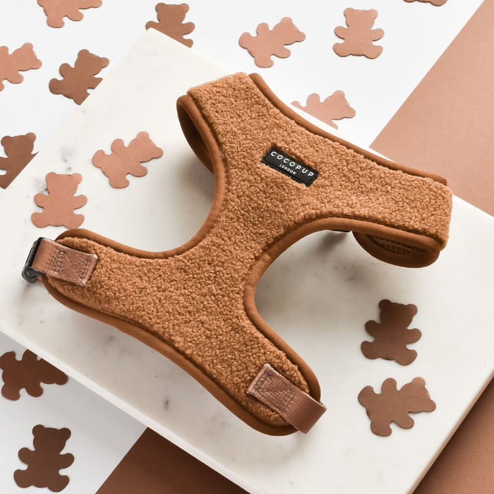 Brown teddy fur dog harness