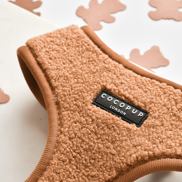 Brown teddy fur dog harness