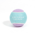 Cocopup London Bubblegum tennis ball with aqua blue and lavender panels on a white background.