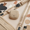 Beige sherpa treat pouch with bear cutouts and zipper, Cocopup London’s Teddy Rupert design.
